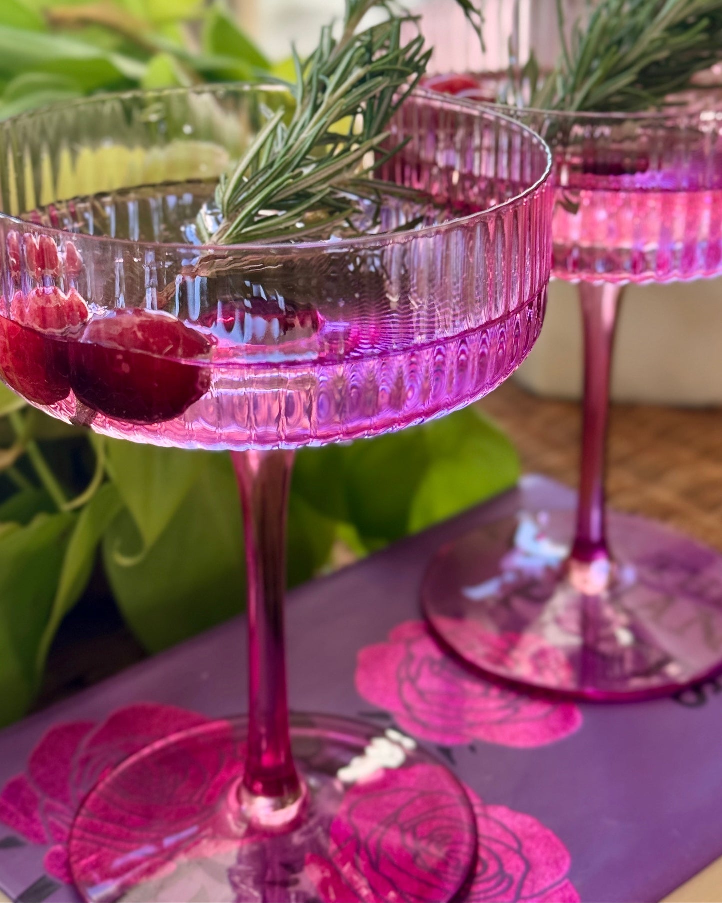 Rose Violet Coupe Glass Set