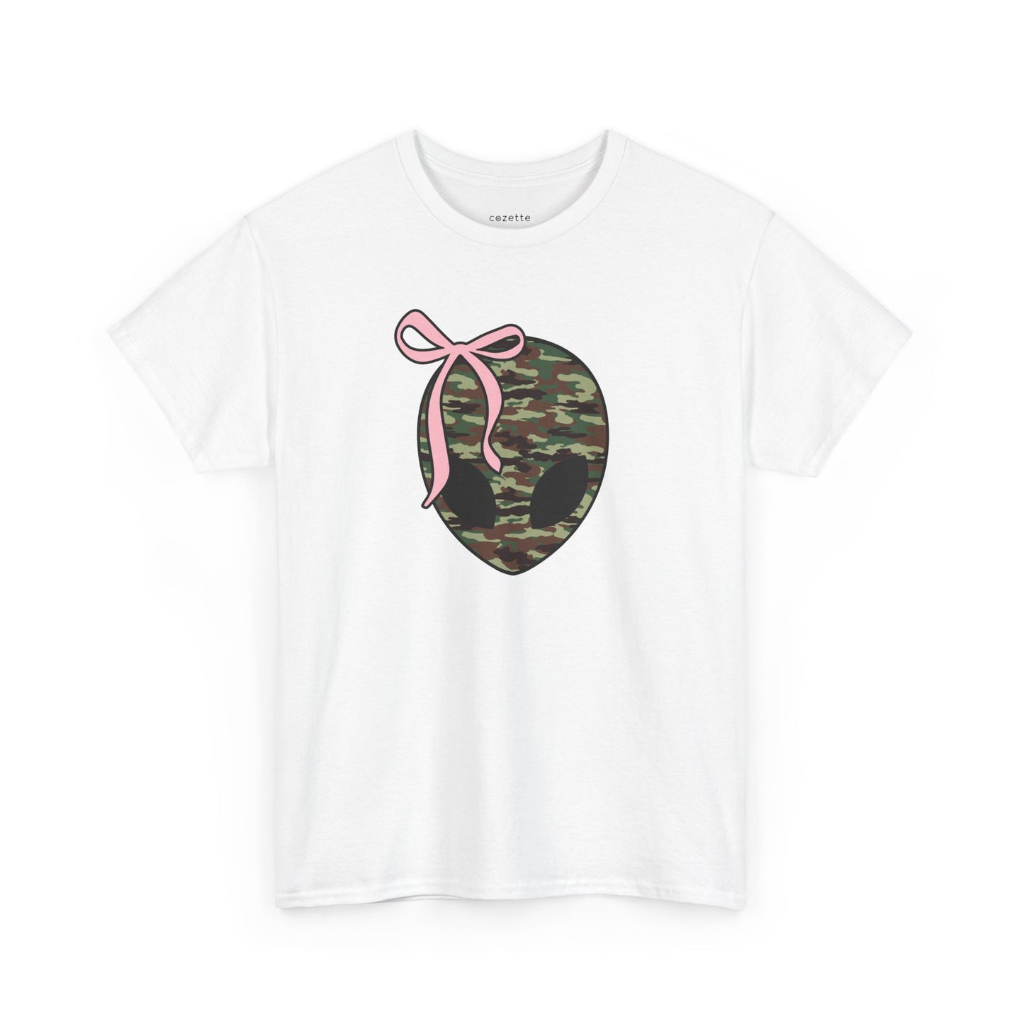 Camo Alien Head Tee with Pink Bo