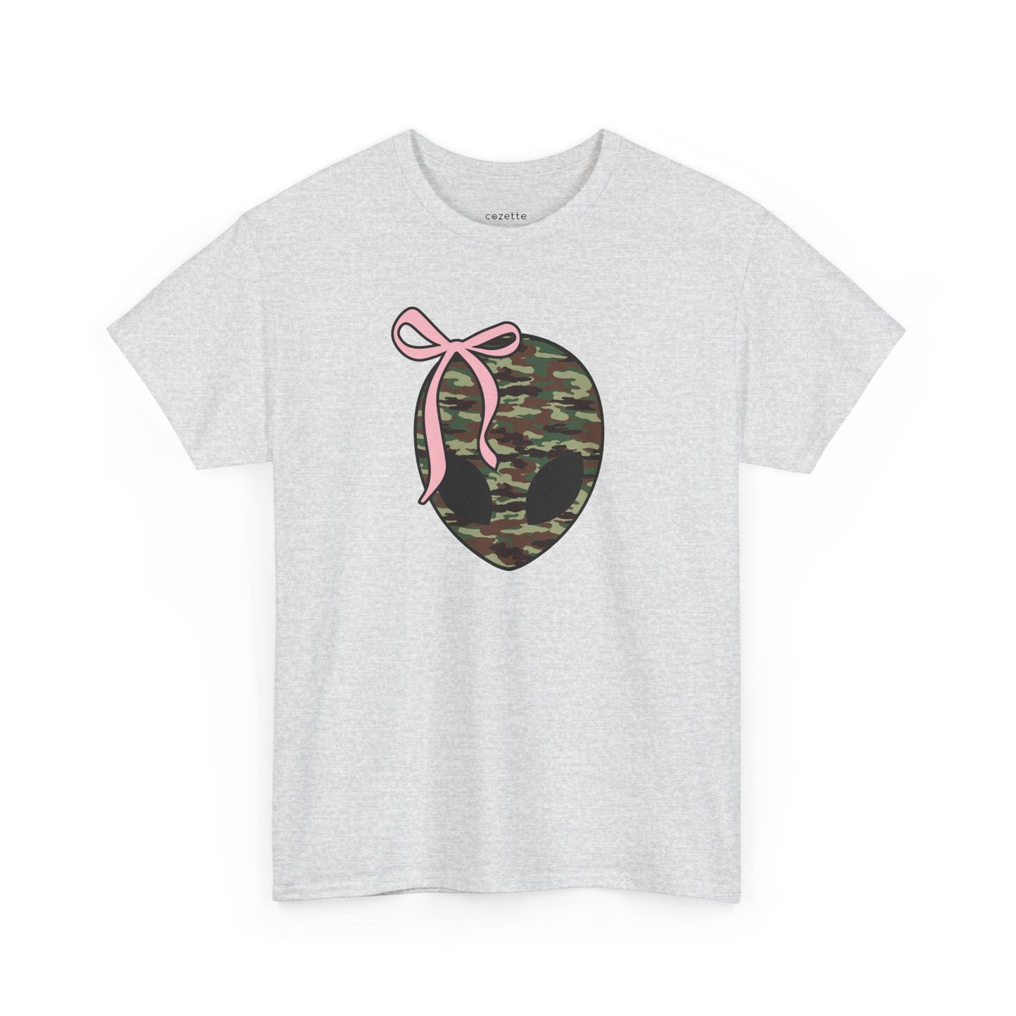 Camo Alien Head Tee with Pink Bo