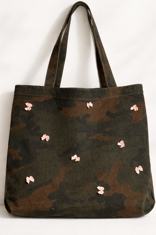 Camo Tote with Pink Bow