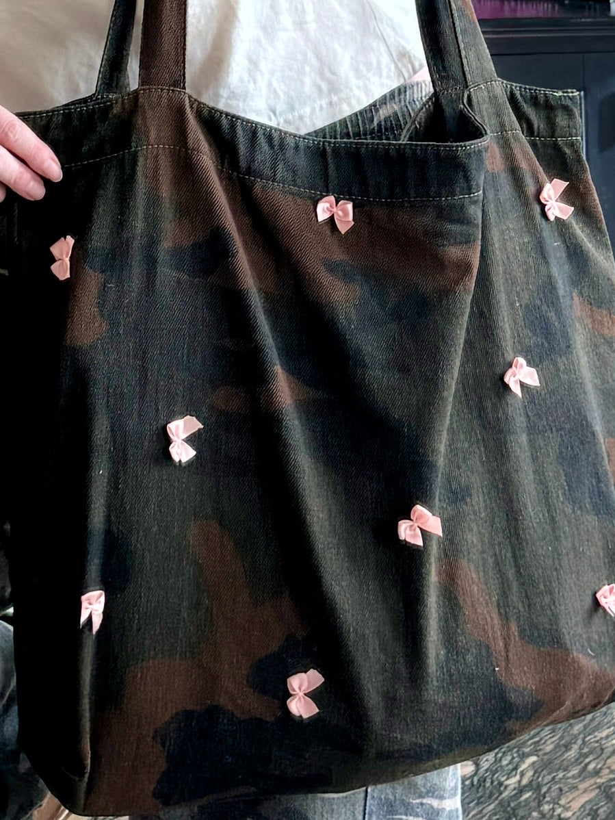 Camo Tote with Pink Bow