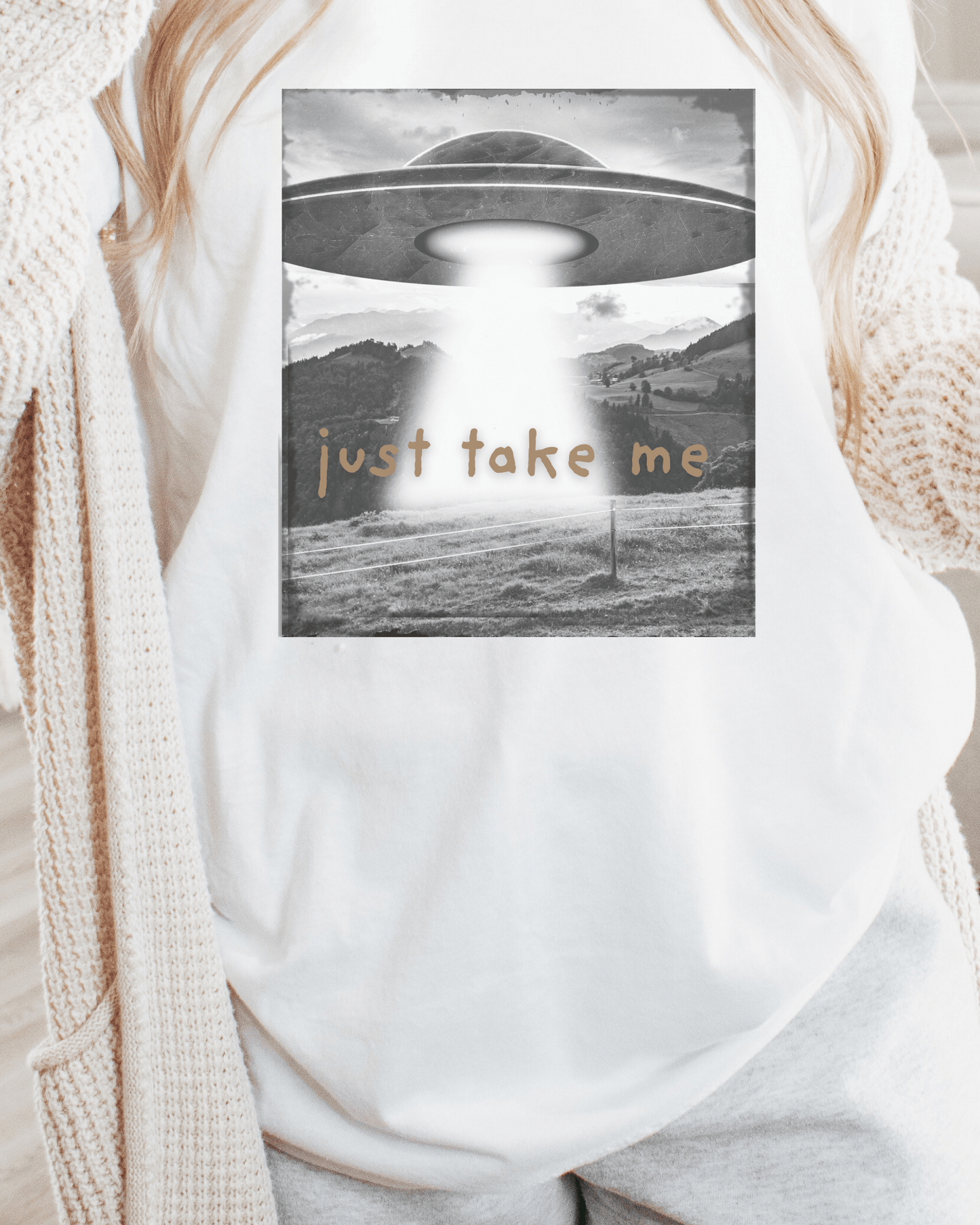 Just Take Me Alien Spaceship Tee — Bronze