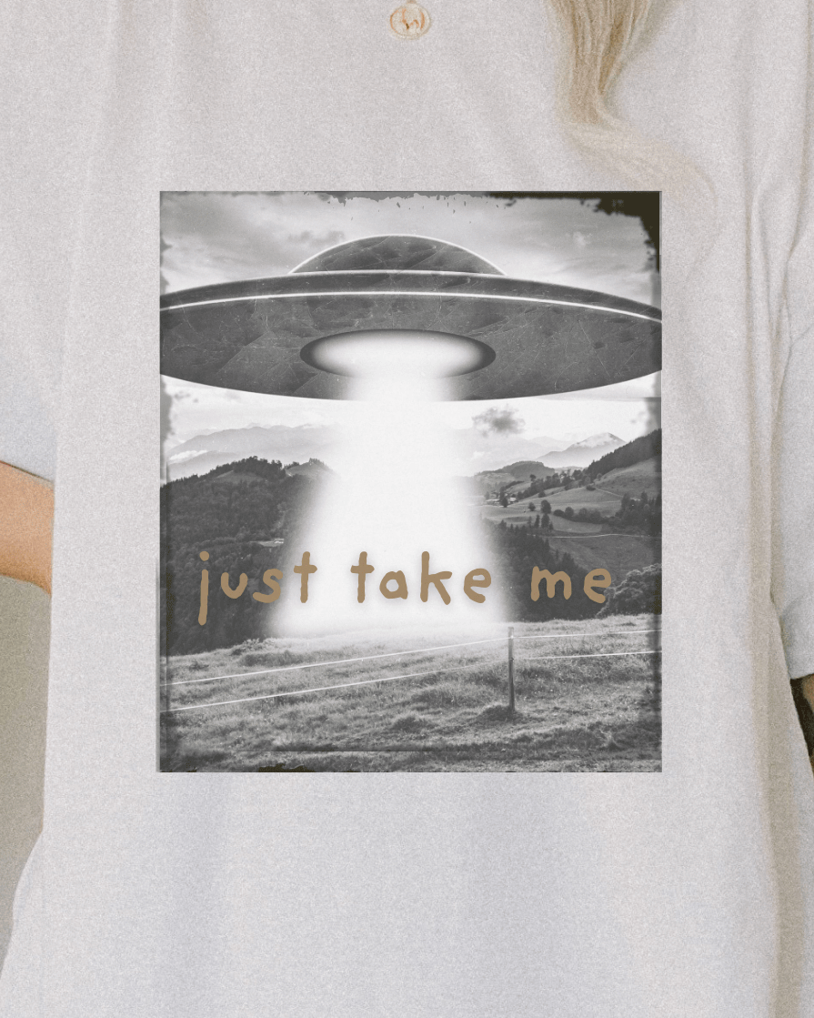 Just Take Me Alien Spaceship Tee — Bronze